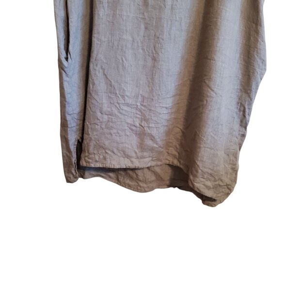 Lungo L'arno | Linen Lagenlook Popover Tunic Dress Hi Low Hem with Pockets - Picture 4 of 15